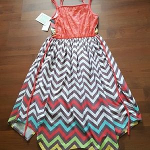 Robe Fille Bonnie Jean Taille 14 Imprimé Floral Orange - Sans Manches, Longueur Genoux - Doublée - Occasion Très Bon état